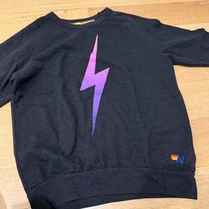 Aviator Nation Black Sweatshirt with Purple Lightning